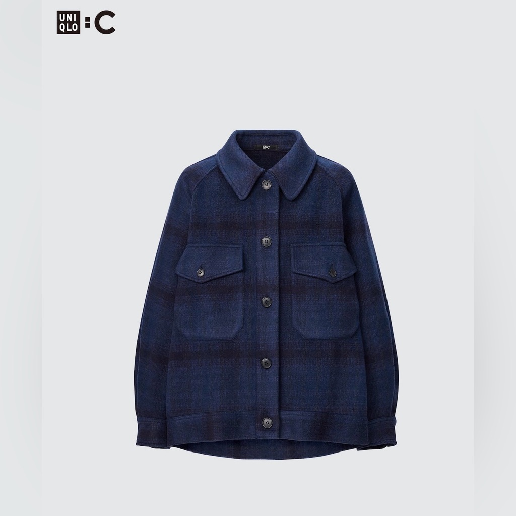Uniglo: C Oversized Checkered Jacket- Blue, Size Xs